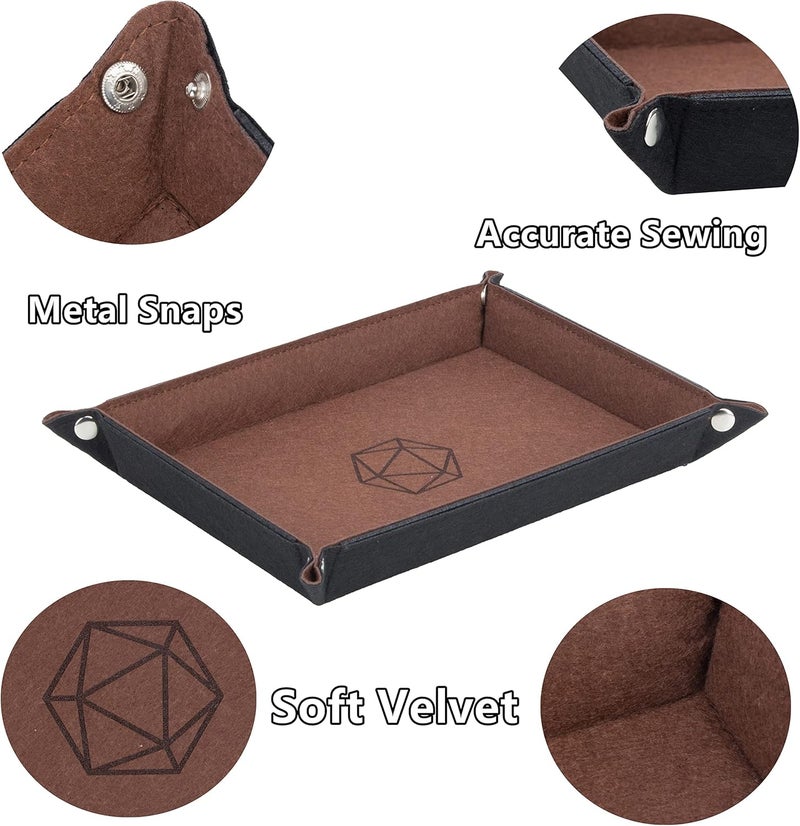 KISLANE Dice Tray 8 Pieces Folding Rectangle Dice Storage, Felt Dice Tray Holder for DND, RPG, MTG and Other Board Games (Rectangle) - Image 3